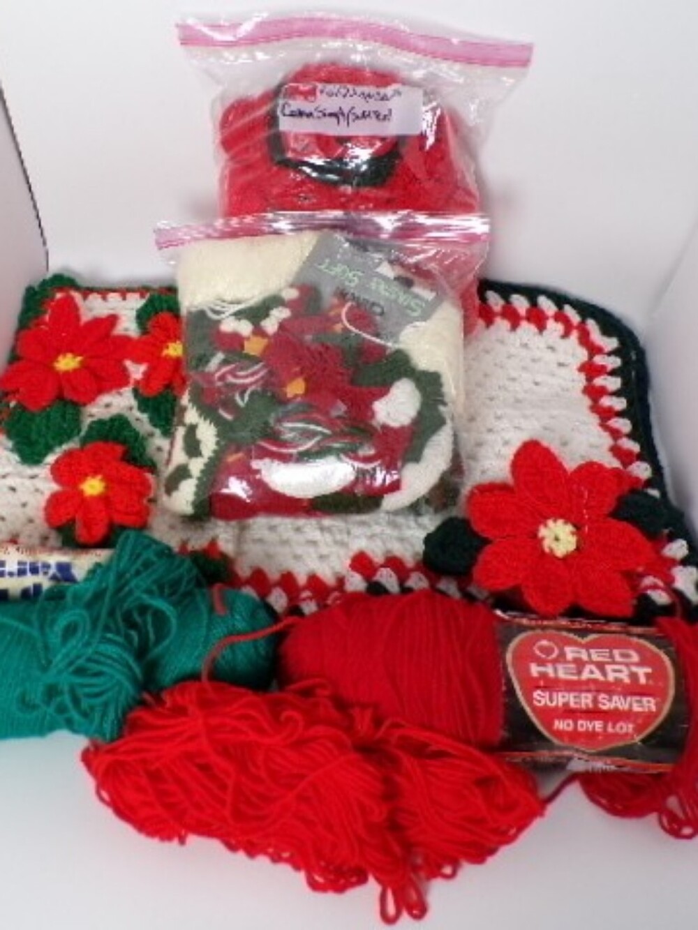 Red Heart & Caron Yarn Christmas Crochet Craft Lot